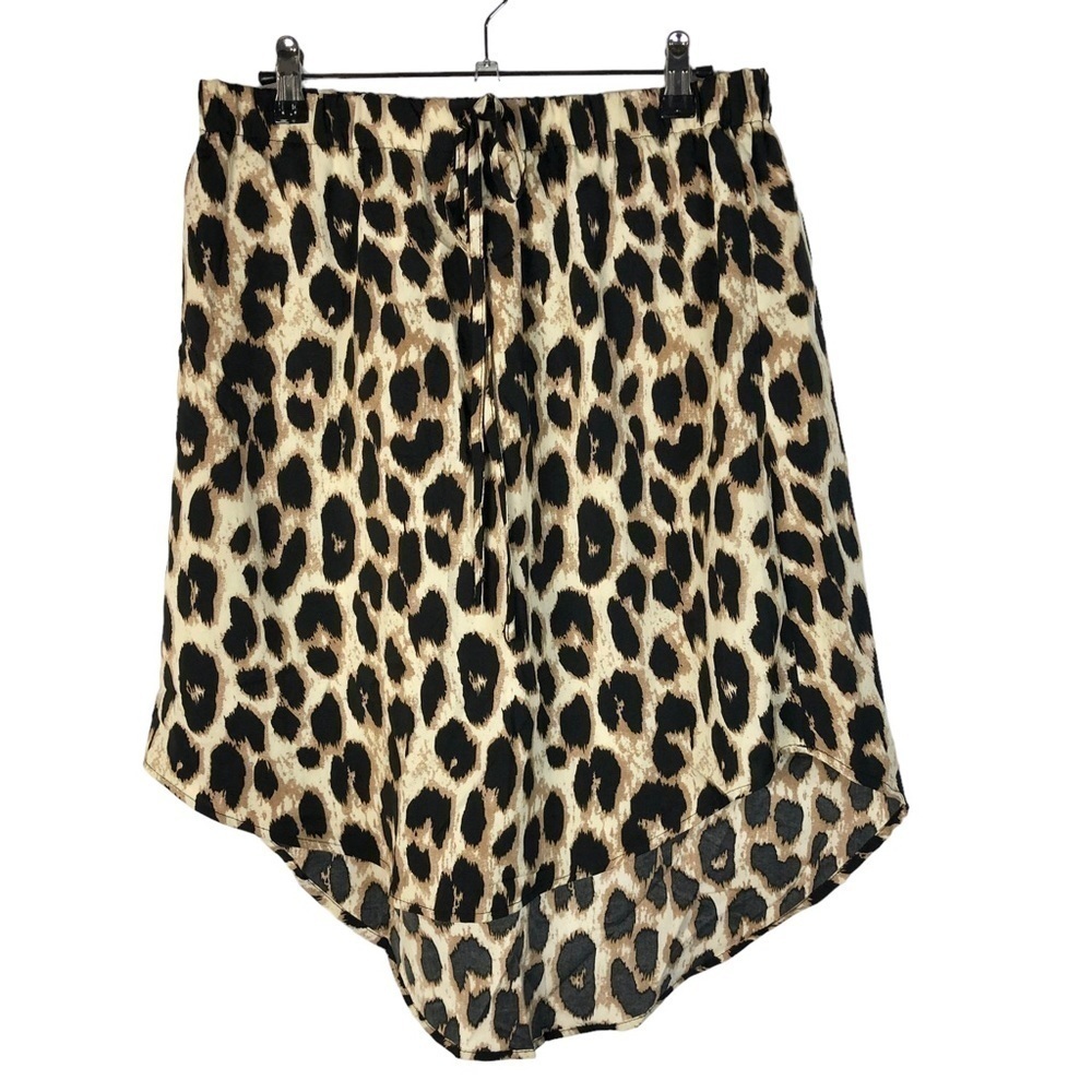 Boutique Light Brown Leopard Print Dip Hem Mini Skirt‎ XL